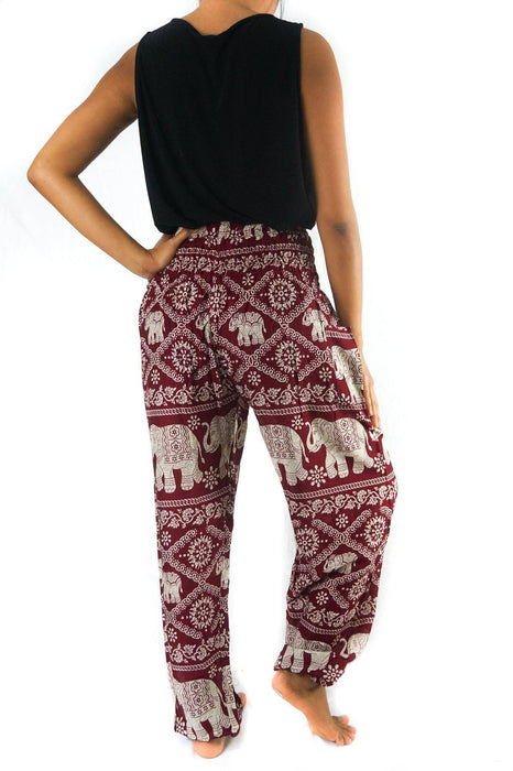 Burgundy ELEPHANT Pants Women Boho Pants Hippie Pants Yoga - Lacatang Shop