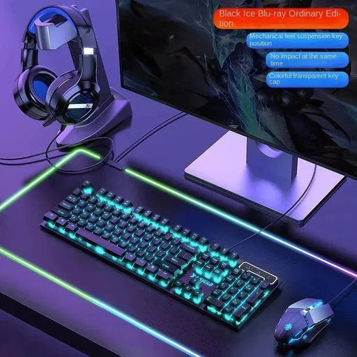 Three - piece Keyboard and Mouse Headset 75 Transparent Mechanical Keyboard Gaming Wired Keyboard RGB Hotswap Gamer Accessories - Lacatang Shop