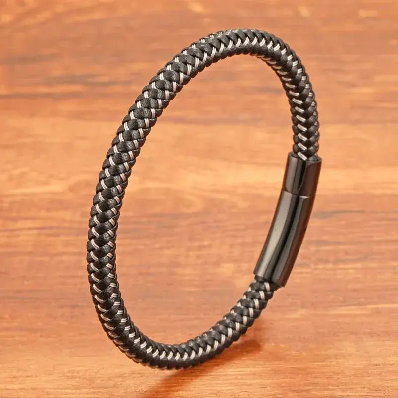 Trendy Black and White Titanium Steel Rope Bracelet for Couples - Ideal Gift with Free Shipping - Lacatang Shop