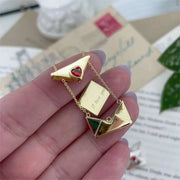 Trendy I Love You Letter Openable Envelope Shape Pendant Necklace Red Heart Zircon Stainless Steel Necklace Valentine Day Gifts - Lacatang Shop