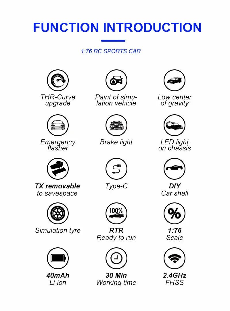 Turbo Racing 1:76 Scale RC Sport Car C72 C73 Table Game Racing Remote Control Mini Model Full Proportional RTR Kit Toys - Lacatang Shop