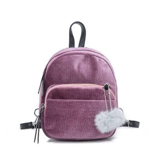 Fashion Backpack Women Mini Fur Ball School Bags - Lacatang Shop