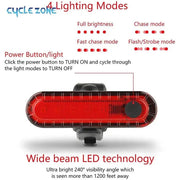 USB Rechargeable LED Rear Bike Tail Light - Ultra Bright Red Cycling Safety Light with 4 Modes for Night Riding - Lacatang Shop