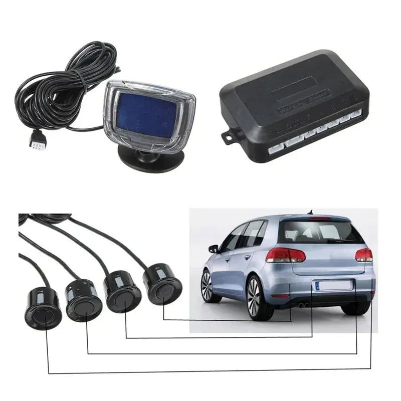 Vehicle Parking Sensor LCD Display with Switch Car Reverse Radar Parking Distance Rear 4 Sensors Backup Alarm System Buzzer - Lacatang Shop