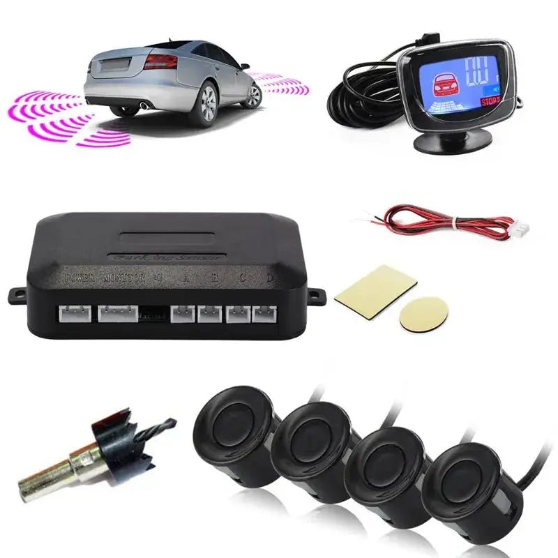 Vehicle Parking Sensor LCD Display with Switch Car Reverse Radar Parking Distance Rear 4 Sensors Backup Alarm System Buzzer - Lacatang Shop
