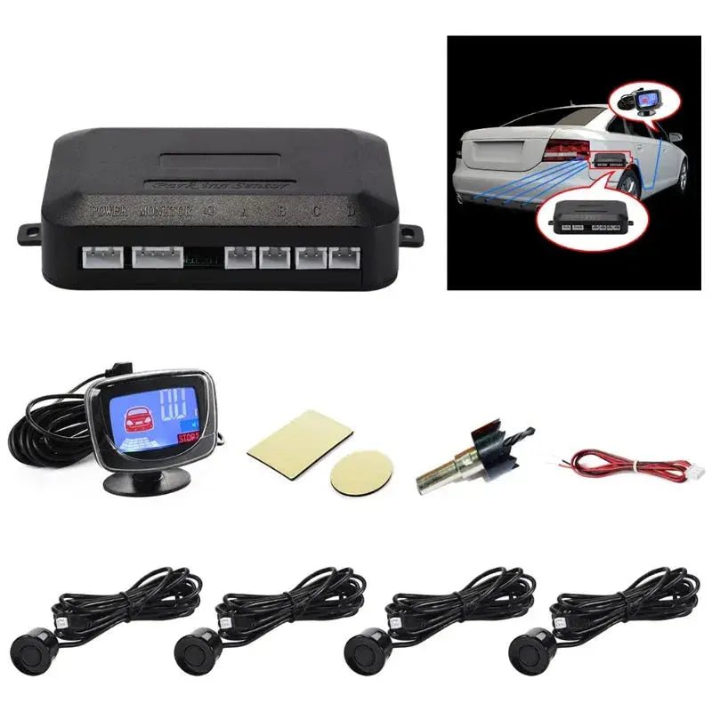 Vehicle Parking Sensor LCD Display with Switch Car Reverse Radar Parking Distance Rear 4 Sensors Backup Alarm System Buzzer - Lacatang Shop