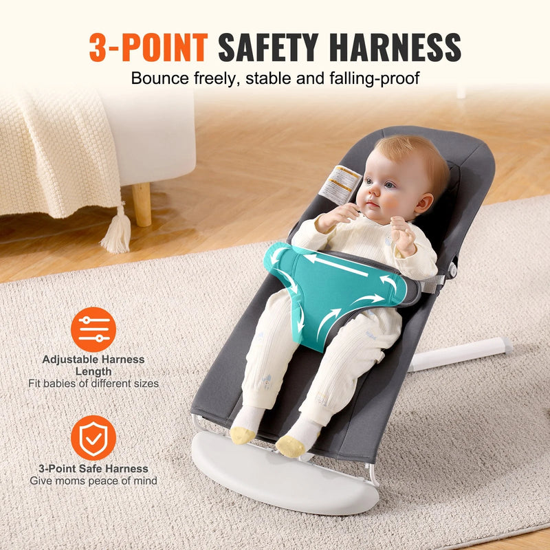 VEVOR Baby Bouncer Folding Bouncer Seat Chair for Babies with 2 Reclining Angles - Lacatang Shop