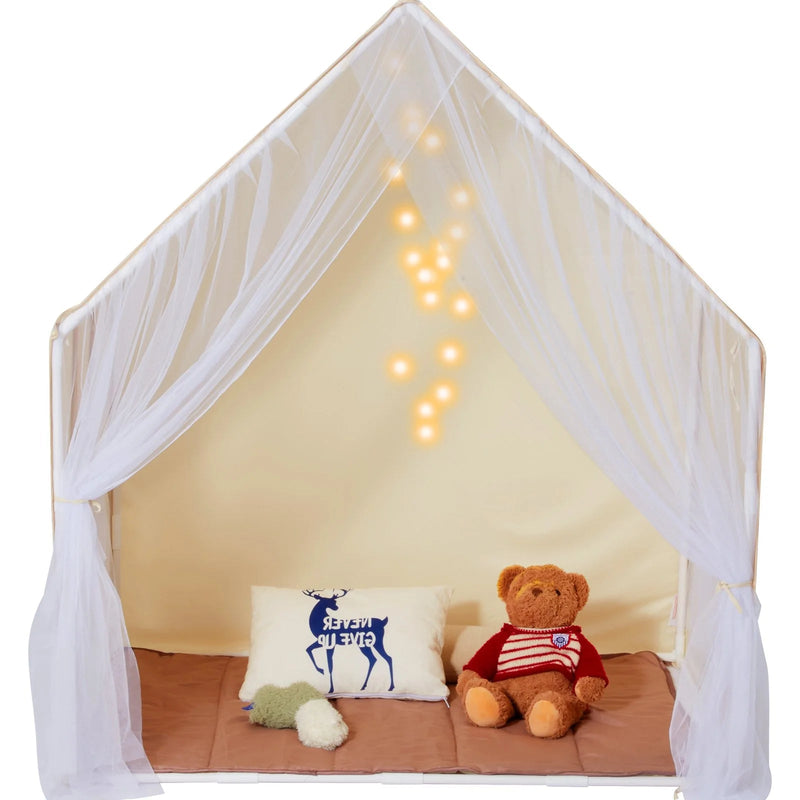 VEVOR Kids Play Tent, Kids Tent for Kids 1 - 5 Years Old, Toddler Tent with Mat and Tent Lamp, Tent for Kids with Windows for Indoor and Outdoor, Yurt Tent for Boys and Girls, Beige - Lacatang Shop