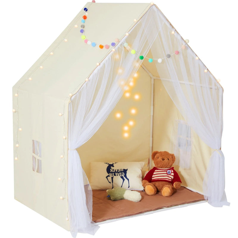 VEVOR Kids Play Tent, Kids Tent for Kids 1 - 5 Years Old, Toddler Tent with Mat and Tent Lamp, Tent for Kids with Windows for Indoor and Outdoor, Yurt Tent for Boys and Girls, Beige - Lacatang Shop