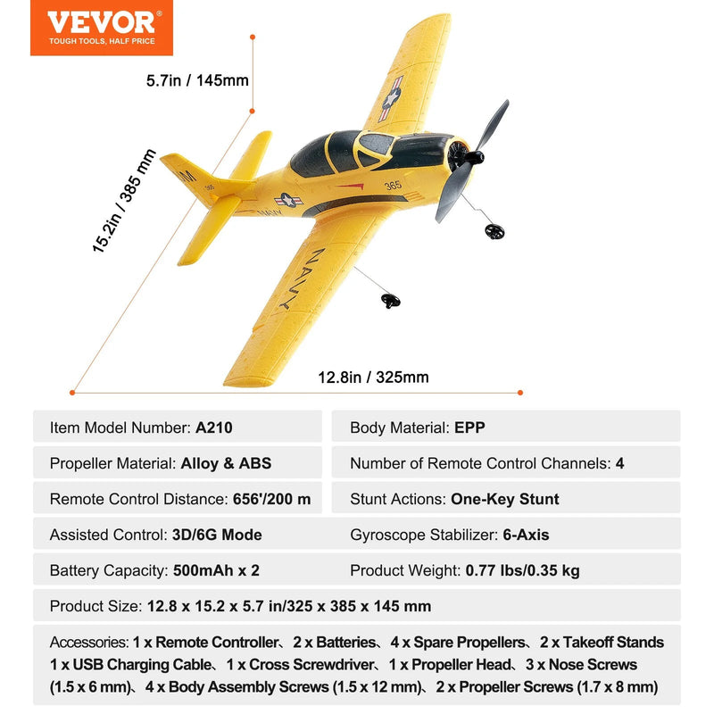 VEVOR RC Airplane Trainer Aircraft EPP Foam RC Plane Toy 2.4 Ghz Remote Control - Lacatang Shop