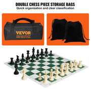 VEVOR Tournament Chess Set, 20 Inch Roll - Up Beginner Chess Board, Foldable Silicone Chess Game with Plastic Weighted Chess Pieces & Storage Bag, Portable Travel Chess Board Gift for Adult Kid Family - Lacatang Shop