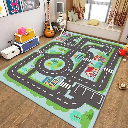 VIKAMA Kids' Cartoon Traffic Play Mat - Colorful Car Themed Carpet for Indoor Fun - Lacatang Shop