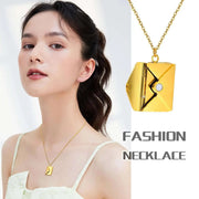 Vnox 2022 New Trendy Envelope Necklaces for Women Girls Jewelry, Gold Color Stainless Steel Email Pendant Collar Keepsake Gifts - Lacatang Shop