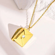 Vnox 2022 New Trendy Envelope Necklaces for Women Girls Jewelry, Gold Color Stainless Steel Email Pendant Collar Keepsake Gifts - Lacatang Shop