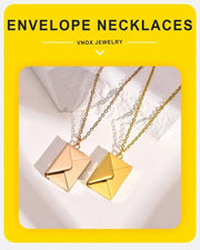 Vnox 2022 New Trendy Envelope Necklaces for Women Girls Jewelry, Gold Color Stainless Steel Email Pendant Collar Keepsake Gifts - Lacatang Shop
