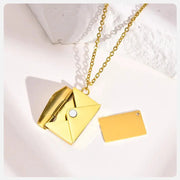 Vnox 2022 New Trendy Envelope Necklaces for Women Girls Jewelry, Gold Color Stainless Steel Email Pendant Collar Keepsake Gifts - Lacatang Shop