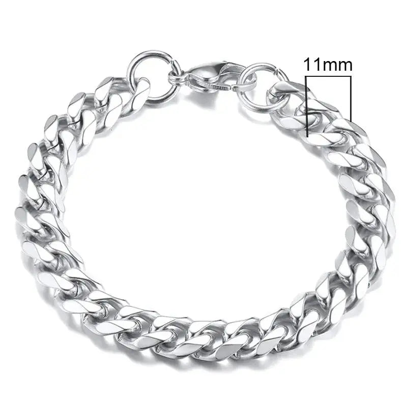 Vnox 3 - 11mm Chunky Miami Curb Chain Bracelet for Men, Stainless Steel Cuban Link Chain Wristband Classic Punk Heavy Male Jewelry - Lacatang Shop