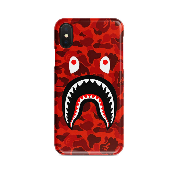 Red Camo Shark Mouth iPhone Case White Libra