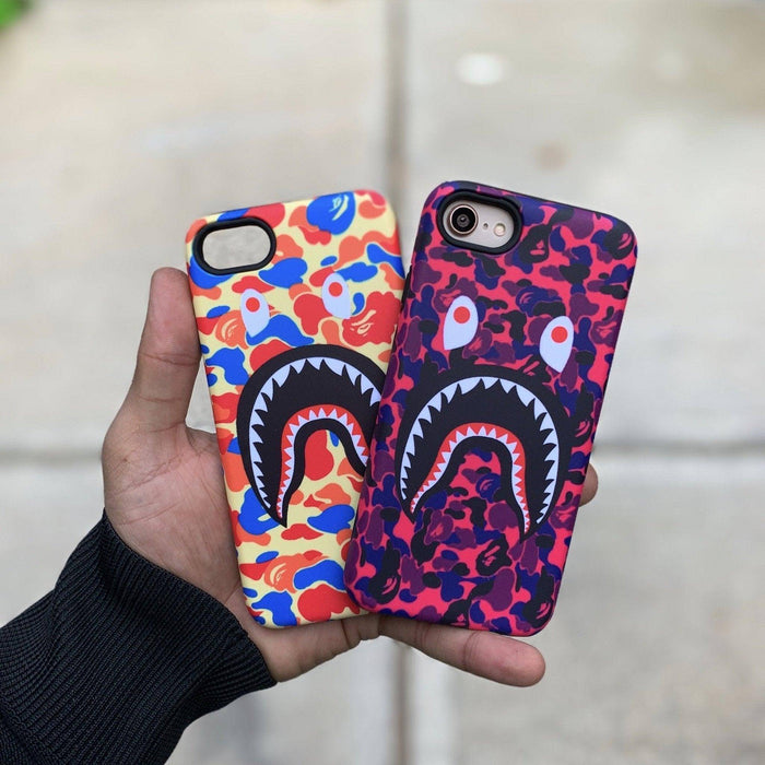 Red Camo Shark Mouth iPhone Case White Libra