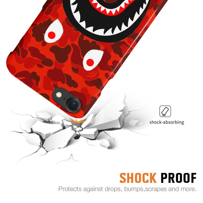 Red Camo Shark Mouth iPhone Case White Libra