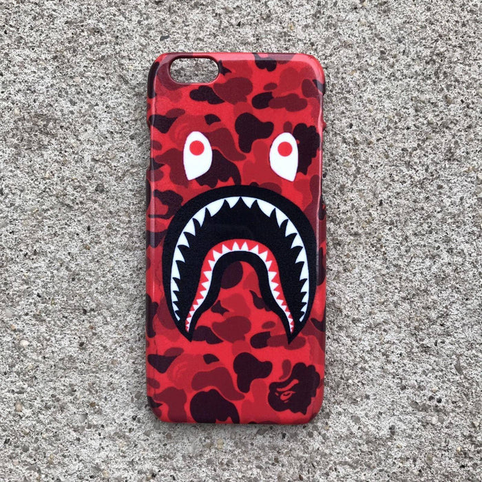 Red Camo Shark Mouth iPhone Case White Libra