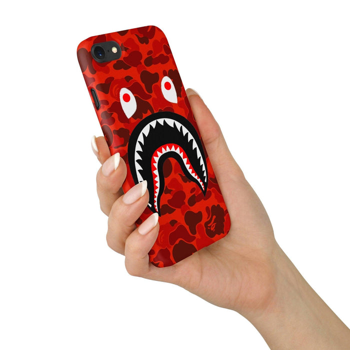 Red Camo Shark Mouth iPhone Case White Libra