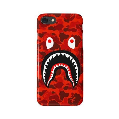 Red Camo Shark Mouth iPhone Case White Libra