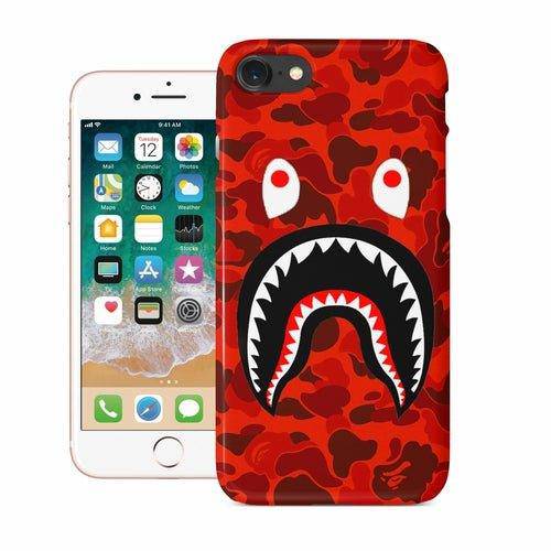 Red Camo Shark Mouth iPhone Case White Libra