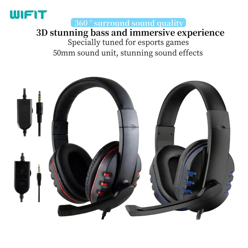 WIFIT wired gaming earphones with 3.5mm jack suitable for computer gaming, PC chatting, and with microphone, plug and play - Lacatang Shop