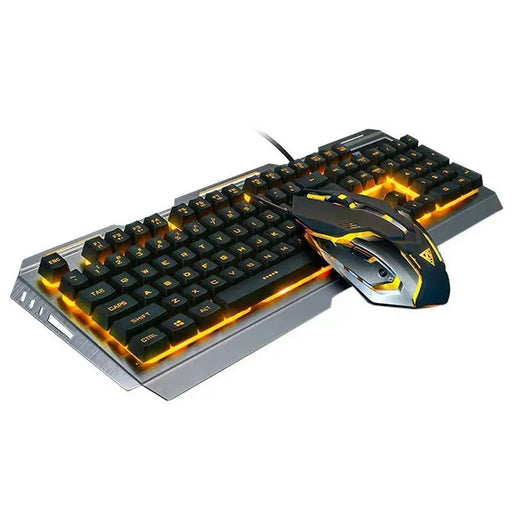 Wired Gaming Keyboard and Mouse Combo with Orange Yellow LED Backlit, Dirt - Proof,Waterproof,Ergonomic Design,Mechanical For Game - Lacatang Shop