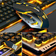 Wired Gaming Keyboard and Mouse Combo with Orange Yellow LED Backlit, Dirt - Proof,Waterproof,Ergonomic Design,Mechanical For Game - Lacatang Shop