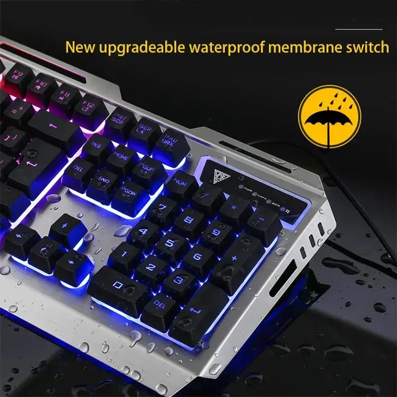 Wired Gaming Keyboard and Mouse Combo with Orange Yellow LED Backlit, Dirt - Proof,Waterproof,Ergonomic Design,Mechanical For Game - Lacatang Shop