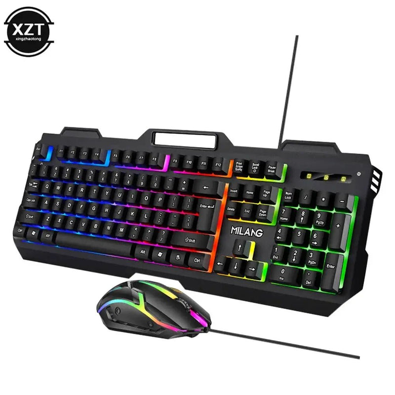 Wired Gaming Keyboard And Mouse RGB Backlit Keyboard Rubber PC Keycaps Keyboard Mouse Gamer Gaming Mouse - Lacatang Shop