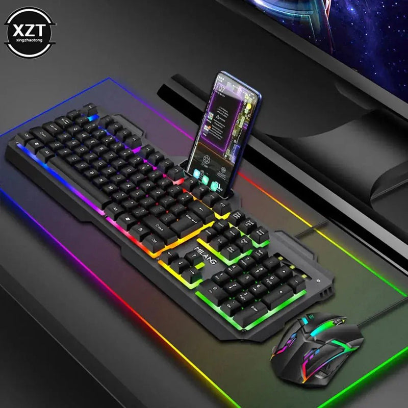 Wired Gaming Keyboard And Mouse RGB Backlit Keyboard Rubber PC Keycaps Keyboard Mouse Gamer Gaming Mouse - Lacatang Shop