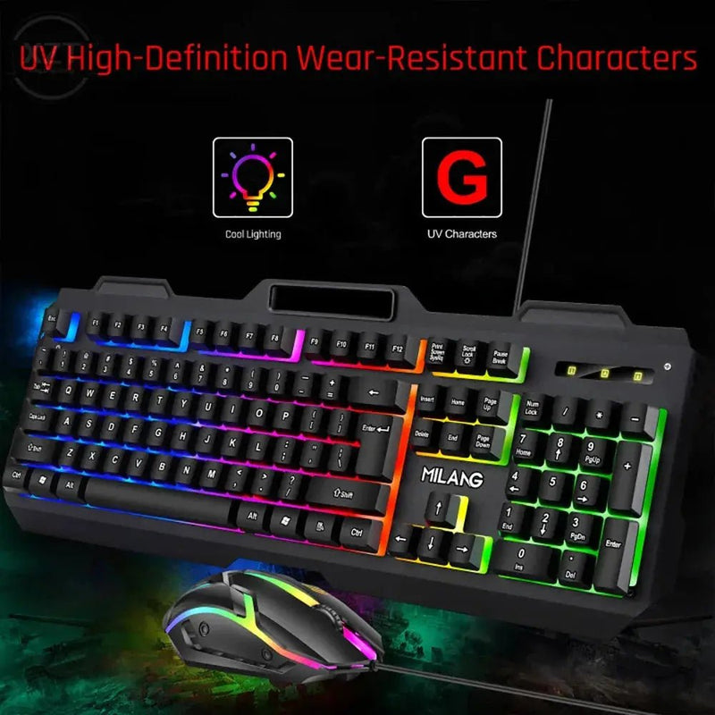 Wired Gaming Keyboard And Mouse RGB Backlit Keyboard Rubber PC Keycaps Keyboard Mouse Gamer Gaming Mouse - Lacatang Shop