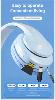 Wireless Headphones Bluetooth 5.0 Stereo Sound Sports Headset Foldable Music Game Earphone Microphone Gradient Color Earbuds New - Lacatang Shop