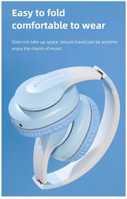 Wireless Headphones Bluetooth 5.0 Stereo Sound Sports Headset Foldable Music Game Earphone Microphone Gradient Color Earbuds New - Lacatang Shop