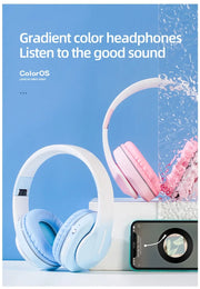 Wireless Headphones Bluetooth 5.0 Stereo Sound Sports Headset Foldable Music Game Earphone Microphone Gradient Color Earbuds New - Lacatang Shop