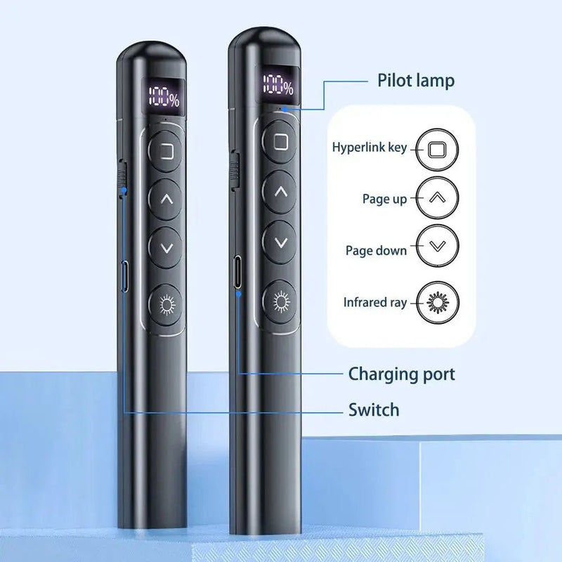 Wireless Presenter Red Laser Page Turning Pen 2.4G Volume Remote Control PPT Presentation USB PowerPoint Pointer Mouse - Lacatang Shop