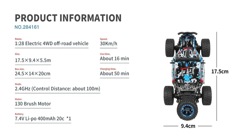 WLtoys 1:28 284131 284161 2.4G High - Speed 4WD Mini RC Racing Car - 30KM/H Remote Control Drift Toy for Kids and Gifts - Lacatang Shop