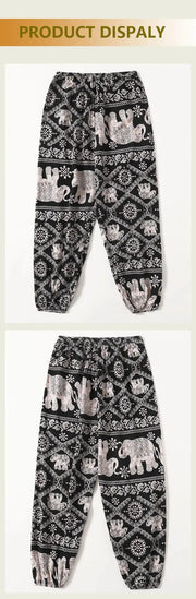 Women Casual Loose Cozy Pants Elastic Pants Feet Harem Pants Sweatpants Pants Summer Beach Pants Elastic Waistband - Lacatang Shop