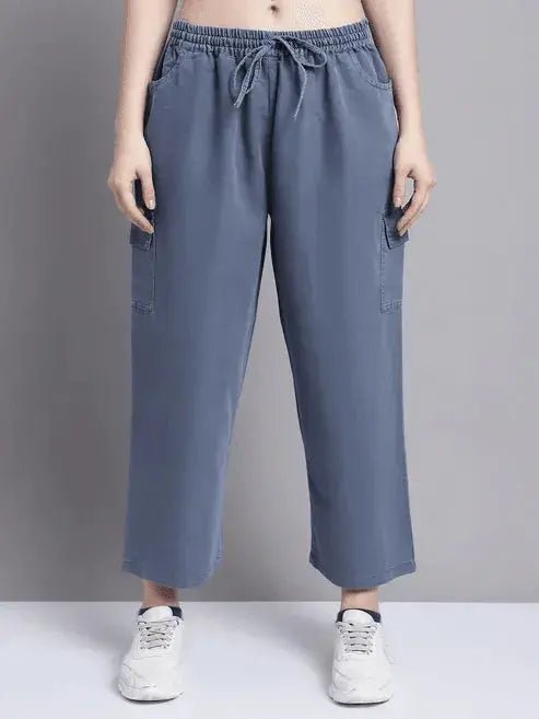 Women’s Grey Multi-Pocket Cargo Culottes - Denim Finish Cotton Pant Size 28