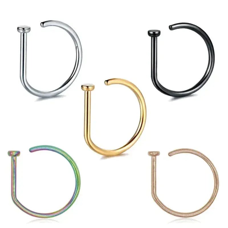 Women Men Fake Piering Nose Ring Earrings Fashion punk Non Piercing Nose Clip Stainless Steel Perforation Septum Body Jewelry - Lacatang Shop