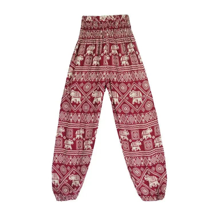 Women Red Elephant Design Loose Fit Harem Pants Hippie Workout Party Beach Pants Casual Trousers Dropshipping - Lacatang Shop