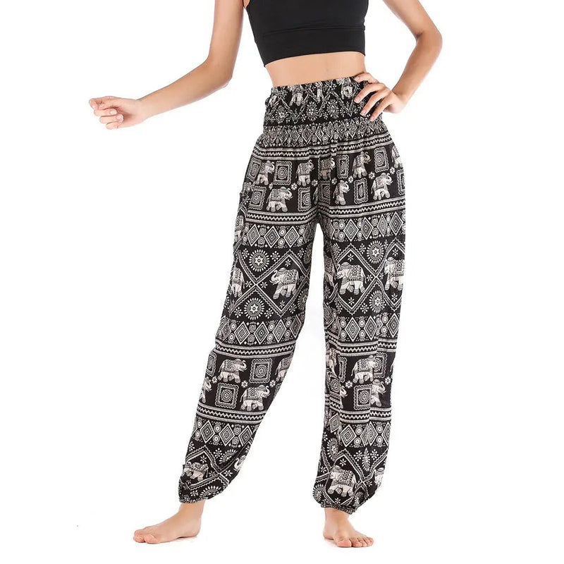 Women Red Elephant Design Loose Fit Harem Pants Hippie Workout Party Beach Pants Casual Trousers Dropshipping - Lacatang Shop