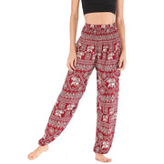 Women Red Elephant Design Loose Fit Harem Pants Hippie Workout Party Beach Pants Casual Trousers Dropshipping - Lacatang Shop