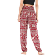 Women Red Elephant Design Loose Fit Harem Pants Hippie Workout Party Beach Pants Casual Trousers Dropshipping - Lacatang Shop