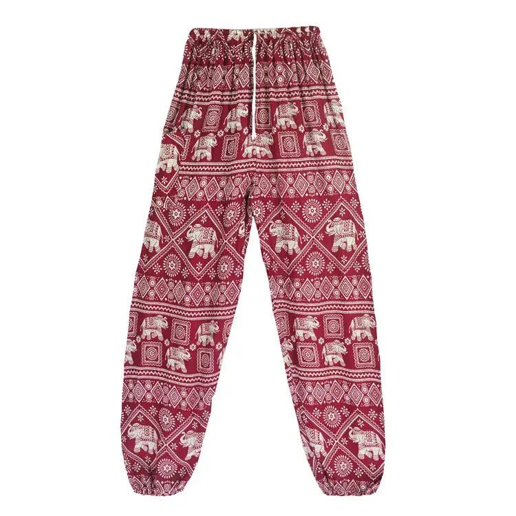 Women Red Elephant Design Loose Fit Harem Pants Hippie Workout Party Beach Pants Casual Trousers Dropshipping - Lacatang Shop