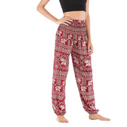 Women Red Elephant Design Loose Fit Harem Pants Hippie Workout Party Beach Pants Casual Trousers Dropshipping - Lacatang Shop