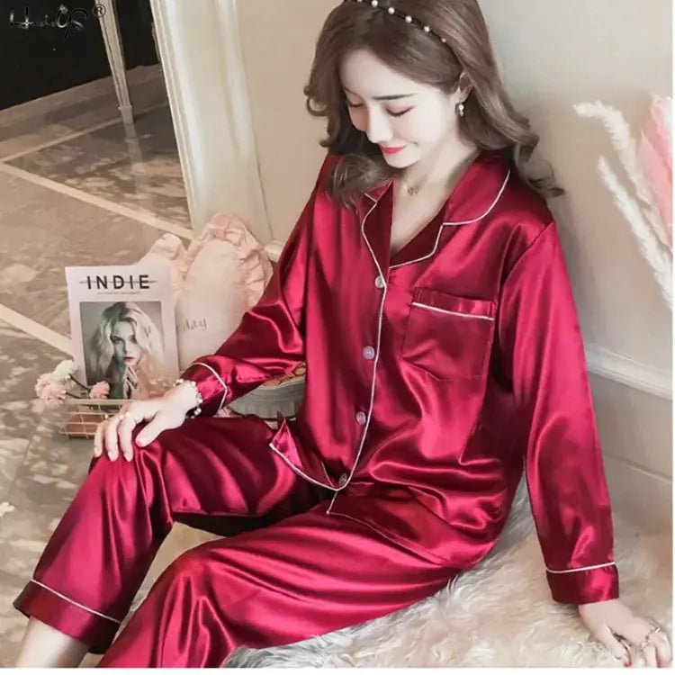 Women Silk Satin Pajamas - Lacatang Shop